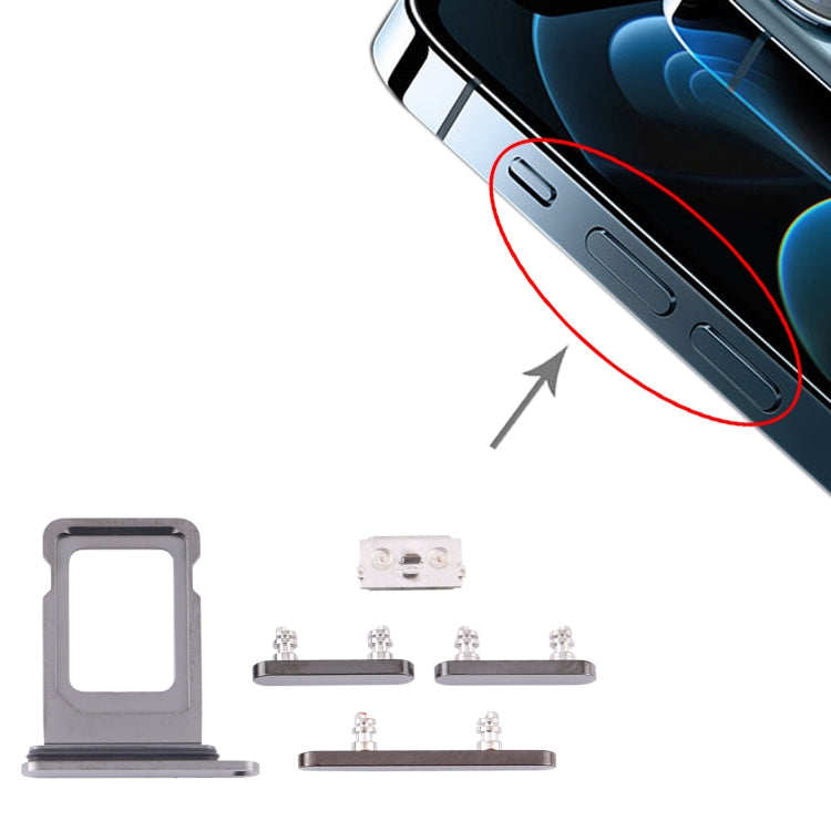SIM Card Tray + Side Keys for iPhone 12 Pro(Graphite) - Metal Parts by PMc TechLife | Online Shopping South Africa | PMc TechLife | Buy Now Pay Later Mobicred