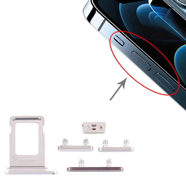 SIM Card Tray + Side Keys for iPhone 12 Pro Max(White) - Side Key & Card Tray by PMc TechLife | Online Shopping South Africa | PMc TechLife | Buy Now Pay Later Mobicred