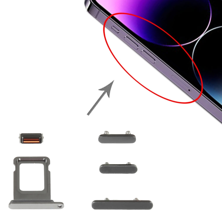 SIM Card Tray + Side Keys for iPhone 14 Pro(Black) - Others by PMC TechLife | Online Shopping South Africa | PMC TechLife | Buy Now Pay Later Mobicred