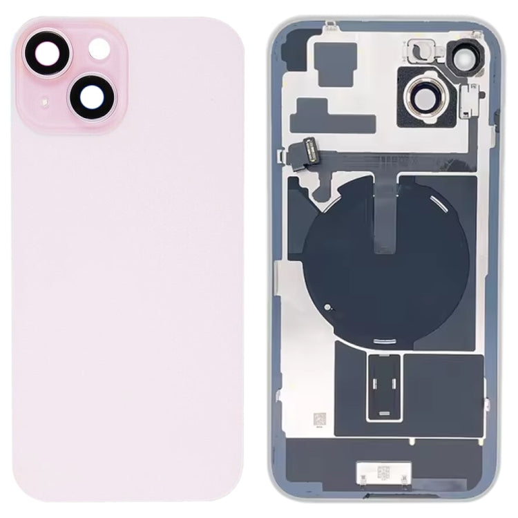 For iPhone 15 Plus Glass Battery Back Cover with Flash Bracket + Wireless Charging Module(Pink) - Back Cover by PMC Jewellery | Online Shopping South Africa | PMC Jewellery | Buy Now Pay Later Mobicred