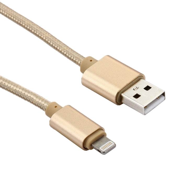 1m Woven Style Metal Head 84 Cores 8 Pin to USB 2.0 Data / Charger Cable(Gold) - Normal Style Cable by PMC Jewellery | Online Shopping South Africa | PMC Jewellery | Buy Now Pay Later Mobicred