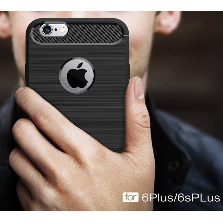 For iPhone 6 Plus & 6s Plus Brushed Texture Fiber TPU Rugged Armor Protective Case(Black) - More iPhone Cases by PMC TechLife | Online Shopping South Africa | PMC TechLife | Buy Now Pay Later Mobicred