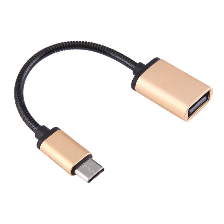 8.3cm USB Female to Type-C Male Metal Wire OTG Cable Charging Data Cable(Gold) - OTG Adapter by PMC Jewellery | Online Shopping South Africa | PMC Jewellery | Buy Now Pay Later Mobicred