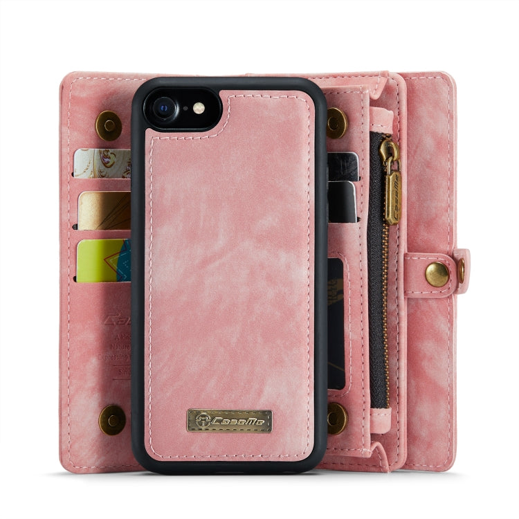 CaseMe for  iPhone 8 & 7  Multifunctional Leather Billfold with Detachable Magnetic PC Back Protective Case & Holder & 10 Card Slots & 3 Cash Slots & 1 Zipper Wallet & 2 Photo Frames & 3 Magnetic Clasps(Pink) - More iPhone Cases by CaseMe | Online Shopping South Africa | PMC Jewellery | Buy Now Pay Later Mobicred