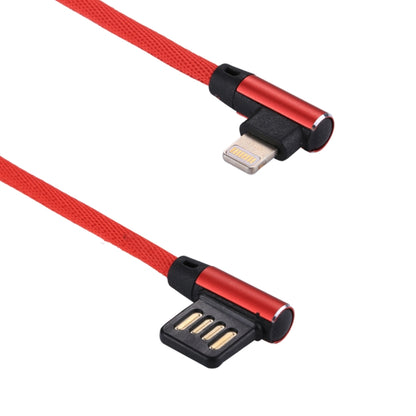 1m 2.4A Output USB to 8 Pin Double Elbow Design Nylon Weave Style Data Sync Charging Cable(Red) - Normal Style Cable by PMC Jewellery | Online Shopping South Africa | PMC Jewellery | Buy Now Pay Later Mobicred