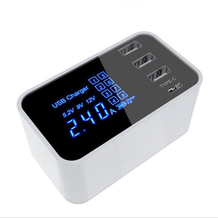 CDA30 20W 3 USB Ports + USB-C / Type-C Ports Multi-function Charger with LED Display, UK Plug - Multifunction Charger by PMC Jewellery | Online Shopping South Africa | PMC Jewellery | Buy Now Pay Later Mobicred