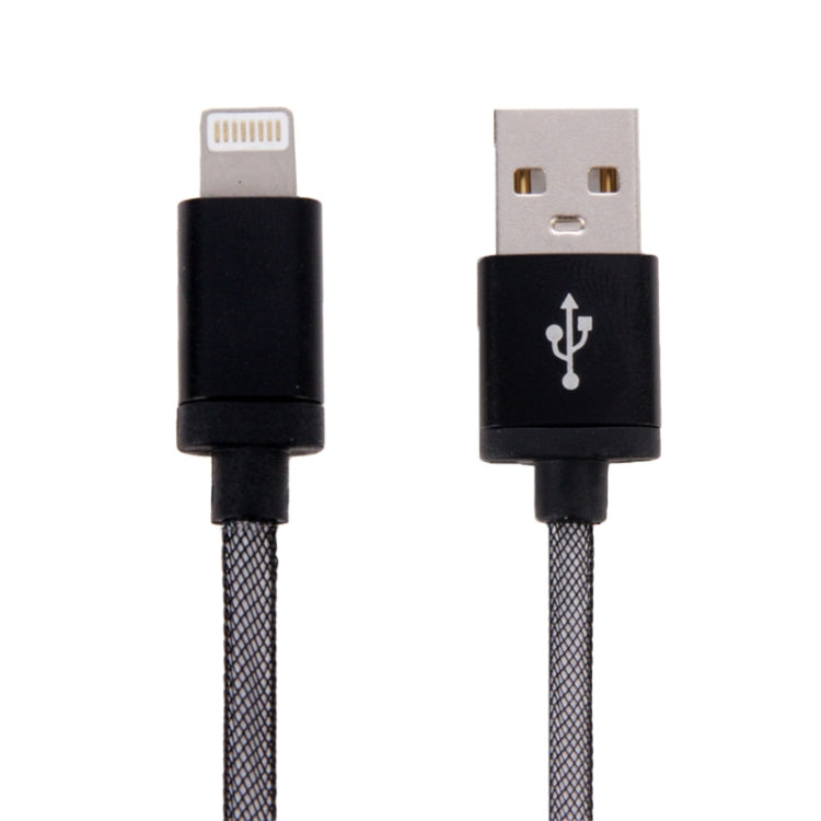 1m Net Style Metal Head 8 Pin to USB Data / Charger Cable(Black) - Normal Style Cable by PMC Jewellery | Online Shopping South Africa | PMC Jewellery | Buy Now Pay Later Mobicred