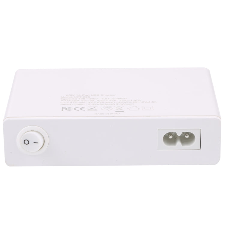 MFT-03Q 10 in 1 65W QC3.0 USB Smart Fast Charger, EU Plug(White) - USB Charger by PMC Jewellery | Online Shopping South Africa | PMC Jewellery | Buy Now Pay Later Mobicred