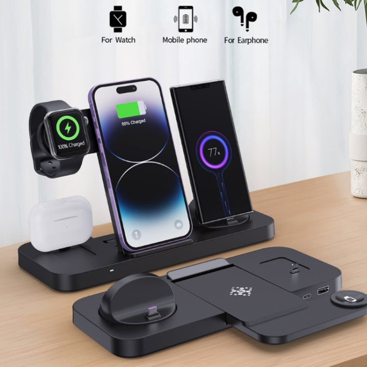 6 in 1 Multifunctional Foldable Vertical Wireless Charger (Black) - Wireless Charger by PMC Jewellery | Online Shopping South Africa | PMC Jewellery | Buy Now Pay Later Mobicred