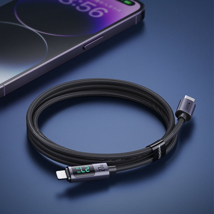 Yesido CA157 PD27W USB-C / Type-C to 8 Pin Digital Display Charging Data Cable, Cable Length: 1.2m (Black) - 2 in 1 Cable by Yesido | Online Shopping South Africa | PMC Jewellery | Buy Now Pay Later Mobicred