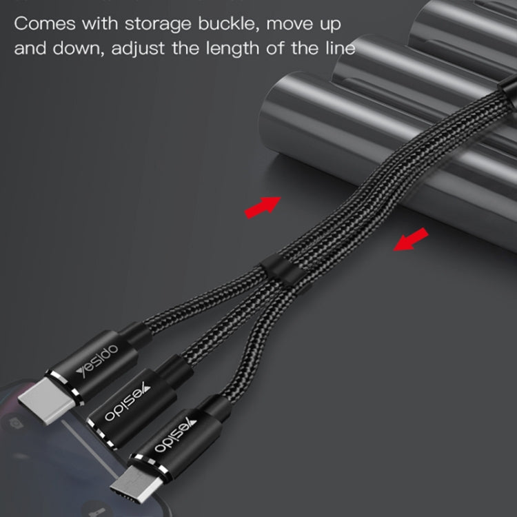 Yesido CA60 3A USB to 8 Pin + Micro USB + USB-C / Type-C Charging Cable, Length: 1.2m - Multifunction Cable by Yesido | Online Shopping South Africa | PMC Jewellery | Buy Now Pay Later Mobicred