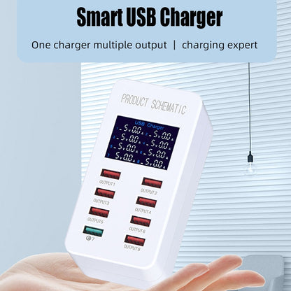 A8 50W 8 Ports USB + QC3.0 Smart Charging Station with Digital Display AC100-240V, EU Plug - Multifunction Charger by PMC Jewellery | Online Shopping South Africa | PMC Jewellery | Buy Now Pay Later Mobicred