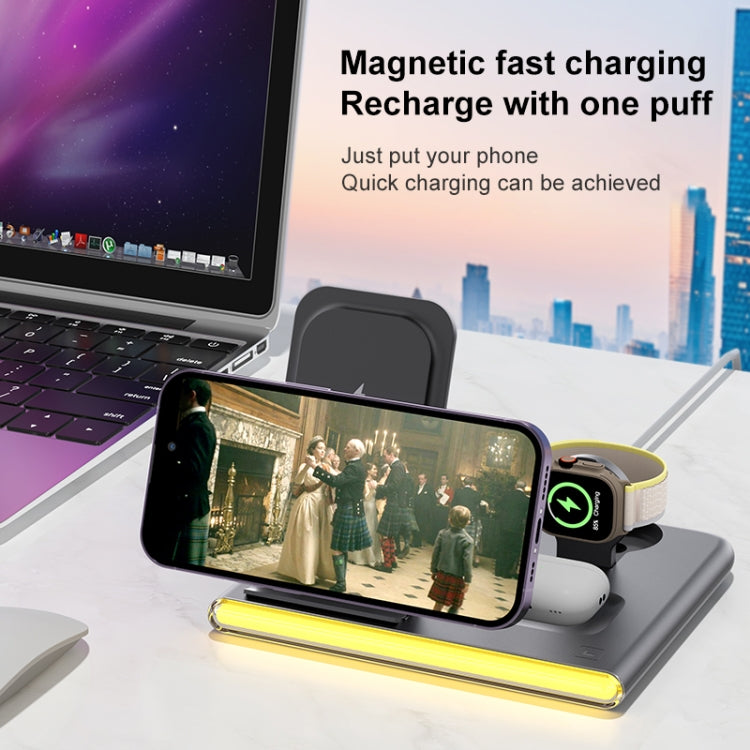 C27 15W 4 in 1 Foldable Magnetic Wireless Charger with Ambient Light (Black) - Wireless Charger by PMC Jewellery | Online Shopping South Africa | PMC Jewellery | Buy Now Pay Later Mobicred