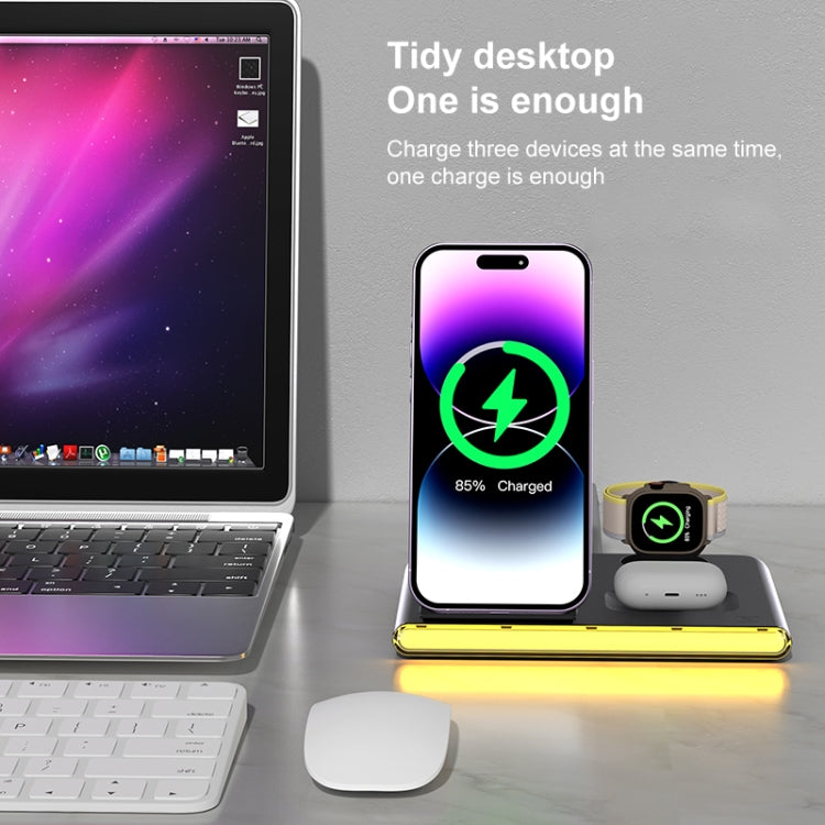 C27 15W 4 in 1 Foldable Magnetic Wireless Charger with Ambient Light (Black) - Wireless Charger by PMC Jewellery | Online Shopping South Africa | PMC Jewellery | Buy Now Pay Later Mobicred
