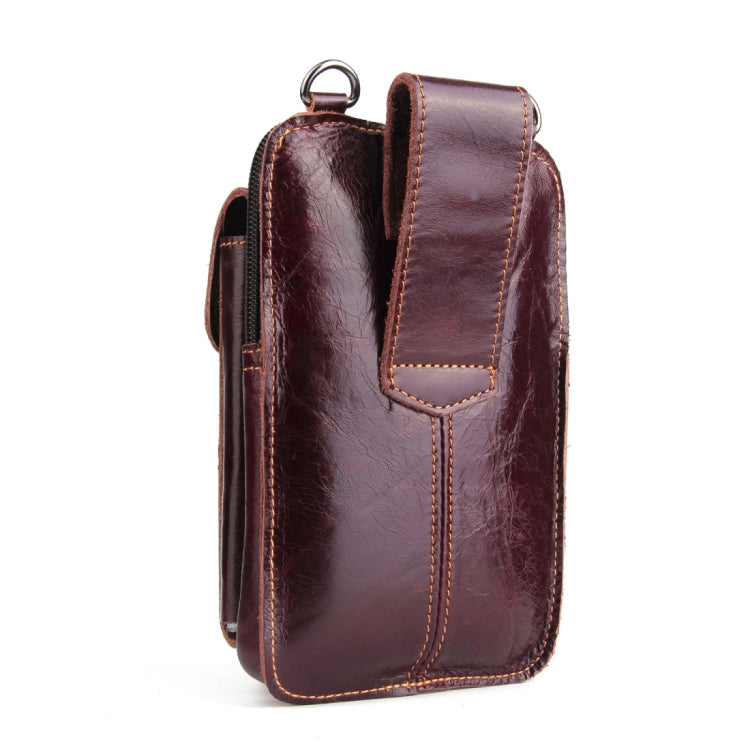 5.1-6.3 inch 008 Universal Crazy Horse Texture Cowhide Vertical Section Waist Bag with Oblique Lanyard, For iPhone,Samsung, Sony, Huawei, Meizu, Lenovo, ASUS, Cubot, Oneplus, Xiaomi, Ulefone, Letv, DOOGEE, Vkworld, and other Smartphones (Brown) - More iPhone Cases by PMC Jewellery | Online Shopping South Africa | PMC Jewellery | Buy Now Pay Later Mobicred