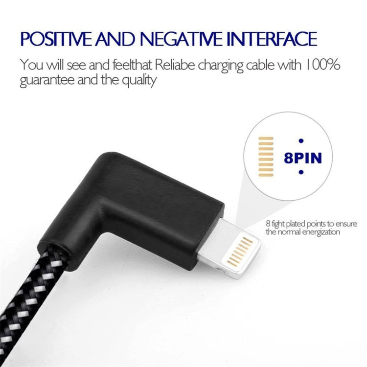 2m 2A USB to 8 Pin Nylon Weave Style Double Elbow Data Sync Charging Cable - Normal Style Cable by PMC Jewellery | Online Shopping South Africa | PMC Jewellery | Buy Now Pay Later Mobicred