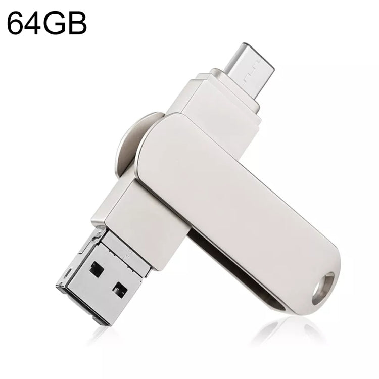 RQW-10X 3 in 1 USB 2.0 & 8 Pin & USB-C / Type-C 64GB Flash Drive, for iPhone & iPad & iPod & Most Android Smartphones & PC Computer - U Disk & Card Reader by PMC Jewellery | Online Shopping South Africa | PMC Jewellery | Buy Now Pay Later Mobicred