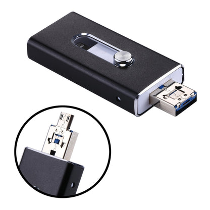 RQW-02 3 in 1 USB 2.0 & 8 Pin & Micro USB 32GB Flash Drive(Black) - U Disk & Card Reader by PMC Jewellery | Online Shopping South Africa | PMC Jewellery | Buy Now Pay Later Mobicred