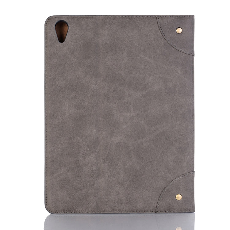 Retro Book Style Horizontal Flip PU Leather Case for iPad Air 13 2024 / iPad Pro 12.9 inch (2018), with Holder & Card Slots & Wallet (Grey) - iPad Pro 12.9 (2018) Cases by PMC Jewellery | Online Shopping South Africa | PMC Jewellery | Buy Now Pay Later Mobicred