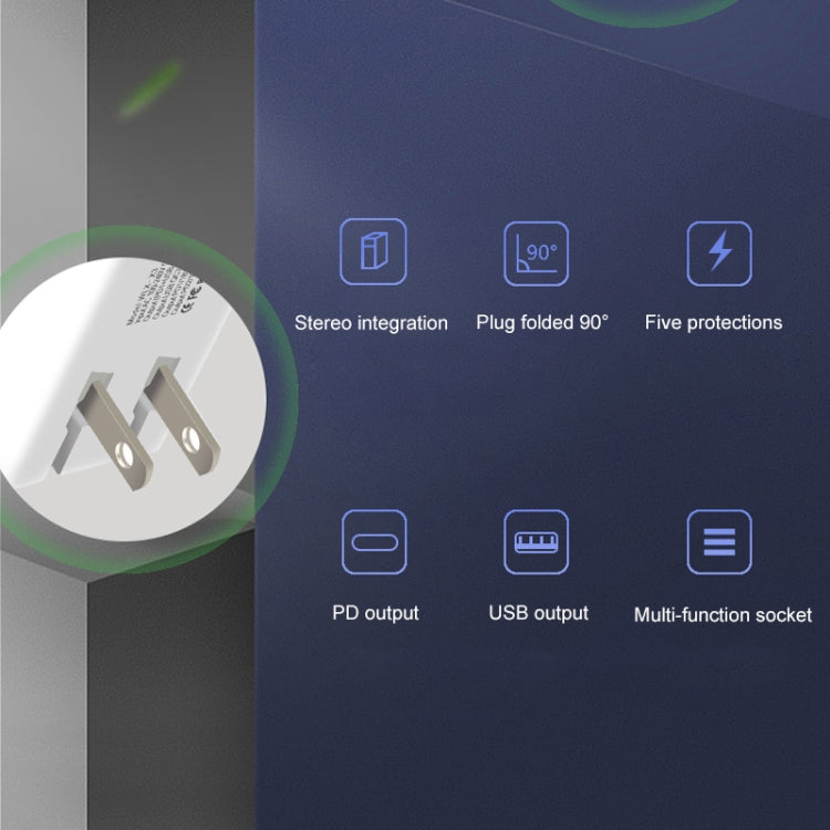 WLX-X3 36W 90 Degrees Foldable Pin Portable Multi-function USB Charger, US Plug - Multifunction Charger by PMC Jewellery | Online Shopping South Africa | PMC Jewellery | Buy Now Pay Later Mobicred