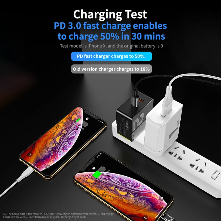 ROCK RWC-0440 18W QC4.0 / QC3.0 / FCP Dual USB + PPS / PD3.0 / PD2.0 / FCP Dual USB-C / Type-C Interface Travel Charger with Foldable Plug, Chinese Plug(Black) - USB Charger by ROCK | Online Shopping South Africa | PMC Jewellery | Buy Now Pay Later Mobicred