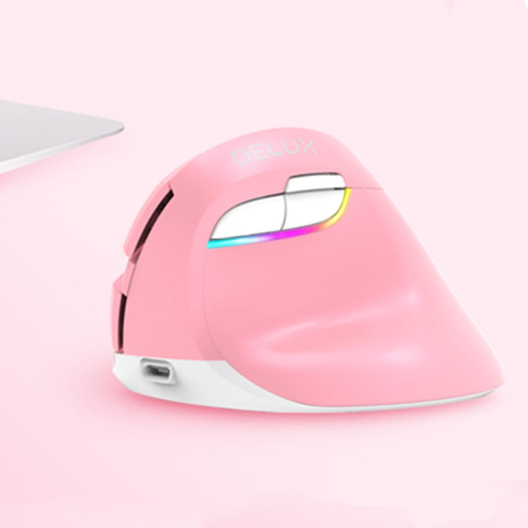 DELUX M618 Mini 2.4G Wireless 2400DPI USB Rechargeable Ergonomic Vertical Mouse (Pink) - Wireless Mice by DELUX | Online Shopping South Africa | PMC Jewellery | Buy Now Pay Later Mobicred