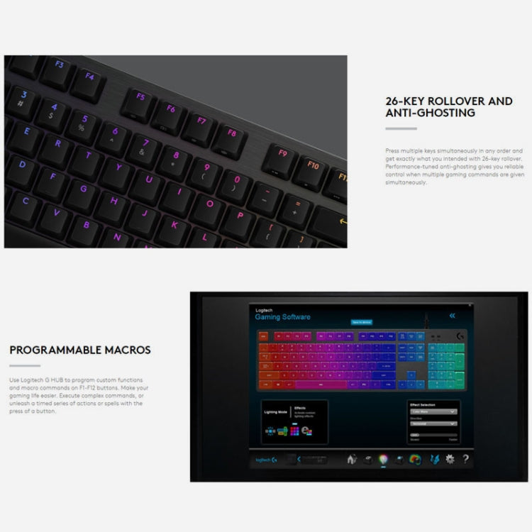 Logitech G512 RGB L-axis Mechanical Wired Gaming Keyboard, Length: 1.8m (Black) - Wired Keyboard by Logitech | Online Shopping South Africa | PMC Jewellery | Buy Now Pay Later Mobicred