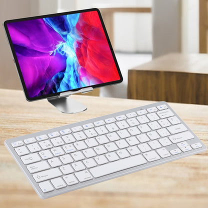 WB-8022 Ultra-thin Wireless Bluetooth Keyboard for iPad, Samsung, Huawei, Xiaomi, Tablet PCs or Smartphones, Spanish Keys(Silver) - Wireless Keyboard by PMC Jewellery | Online Shopping South Africa | PMC Jewellery | Buy Now Pay Later Mobicred