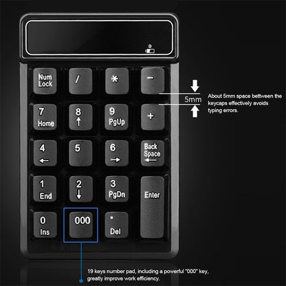 MC Saite 525RF 19 Keys Wireless 2.4G Numeric Keyboard - Wireless Keyboard by MC Saite | Online Shopping South Africa | PMC Jewellery | Buy Now Pay Later Mobicred