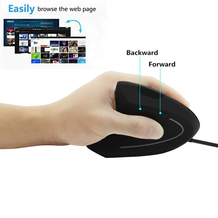 CM0093 Wired Version 2.4GHz Three-button Vertical Mouse for Left-hand, Resolution: 1000DPI / 1200DPI / 1600DPI, Cable Length���1.7m(Black) - Wired Mice by PMC TechLife | Online Shopping South Africa | PMC TechLife | Buy Now Pay Later Mobicred