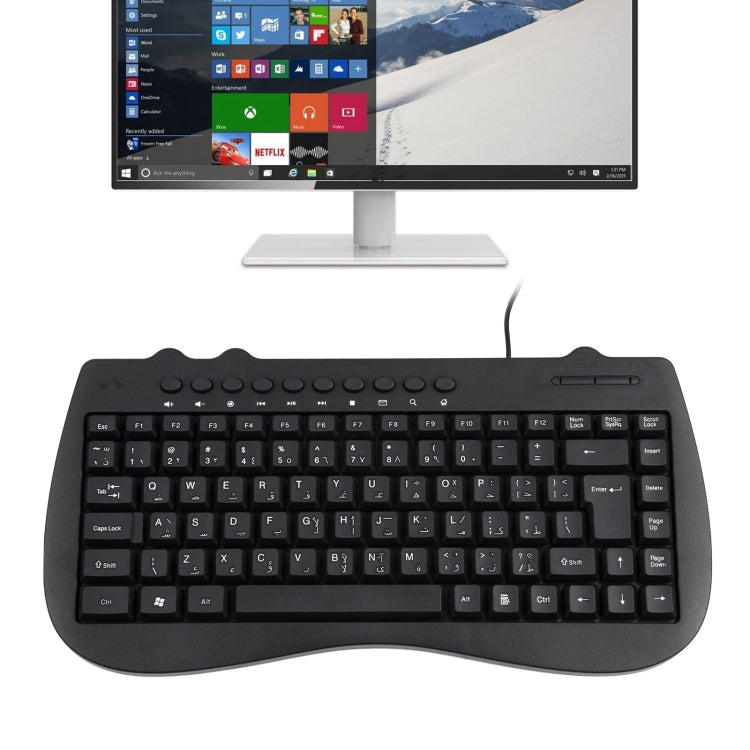 KB-301B Multimedia Notebook Mini Wired Keyboard, Arabic Version (Black) - Wired Keyboard by PMC TechLife | Online Shopping South Africa | PMC TechLife