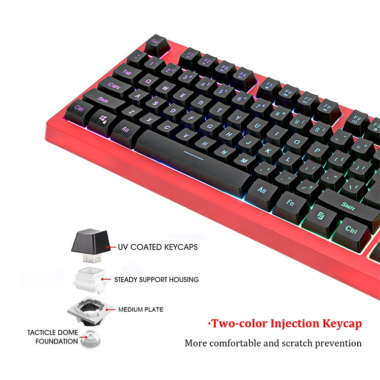 PK-870 USB Port RGB Lighting Mechanical Gaming Wired Keyboard(Red) - Wired Keyboard by PMC Jewellery | Online Shopping South Africa | PMC Jewellery | Buy Now Pay Later Mobicred