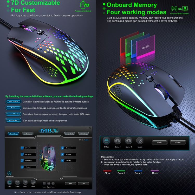 iMICE T97 Gaming Mouse RGB LED Light USB 7 Buttons 7200 DPI Wired Gaming Mouse (Black) - free shipping - PMC Jewellery - Order now!