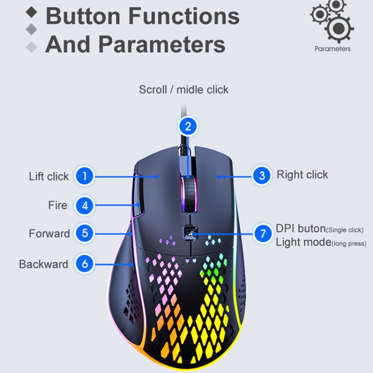 iMICE T97 Gaming Mouse RGB LED Light USB 7 Buttons 7200 DPI Wired Gaming Mouse (Black) - free shipping - PMC Jewellery - Order now!