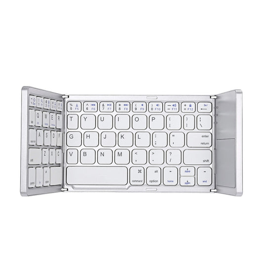 B033 Rechargeable 3-Folding 64 Keys Bluetooth Wireless Keyboard with Touchpad(Silver) - Wireless Keyboard by PMC Jewellery | Online Shopping South Africa | PMC Jewellery | Buy Now Pay Later Mobicred