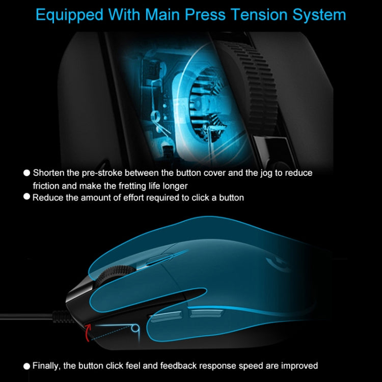 Logitech G102 6-keys RGB Glowing 6000DPI Five-speed Adjustable Wired Optical Gaming Mouse, Length: 2m (Black) - free shipping - PMC TechLife - Order now!