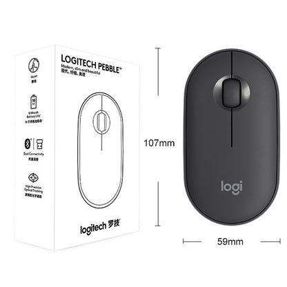 Logitech Pebble Cobblestone Shape Thin 3-keys 1000DPI Mute Wireless Bluetooth Optical Mouse, Wireless Range: 10m (Black) - Wireless Mice by Logitech | Online Shopping South Africa | PMC Jewellery | Buy Now Pay Later Mobicred