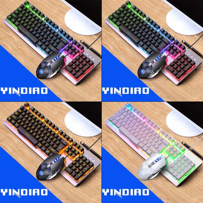 YINDIAO K002 USB Wired Mechanical Feel RGB Backlight Keyboard + Optical Mouse Set(White) - Wired Keyboard by YINDIAO | Online Shopping South Africa | PMC Jewellery | Buy Now Pay Later Mobicred