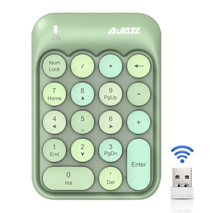 Ajazz AK18 2.4G Mini Wireless Mixed Color Keys Numeric Keyboard (Green) - Wireless Keyboard by Ajazz | Online Shopping South Africa | PMC Jewellery | Buy Now Pay Later Mobicred