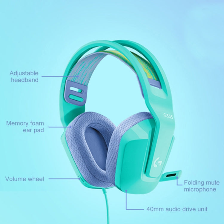 Logitech G335 Foldable Wired Gaming Headset with Microphone (Green) - Multimedia Headset by Logitech | Online Shopping South Africa | PMC Jewellery | Buy Now Pay Later Mobicred