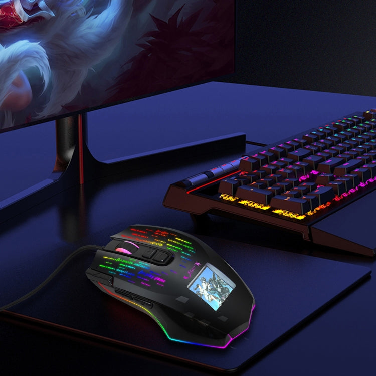 HXSJ J500 7 Keys RGB Programmable Display Screen Gaming Wired Mouse - free shipping - PMC Jewellery - Order now!