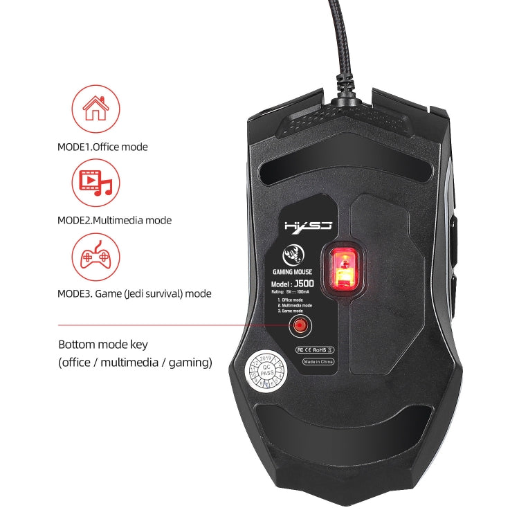 HXSJ J500 7 Keys RGB Programmable Display Screen Gaming Wired Mouse - Wired Mice by HXSJ | Online Shopping South Africa | PMC Jewellery | Buy Now Pay Later Mobicred