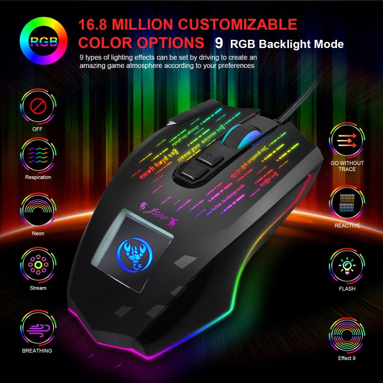 HXSJ J500 7 Keys RGB Programmable Display Screen Gaming Wired Mouse - Wired Mice by HXSJ | Online Shopping South Africa | PMC Jewellery | Buy Now Pay Later Mobicred