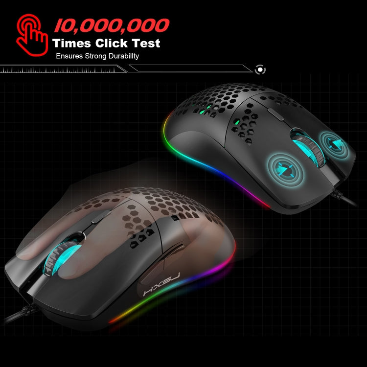 HXSJ J900 6 Keys RGB Lighting Programmable Gaming Wired Mouse (Black) - free shipping - PMC Jewellery - Order now!