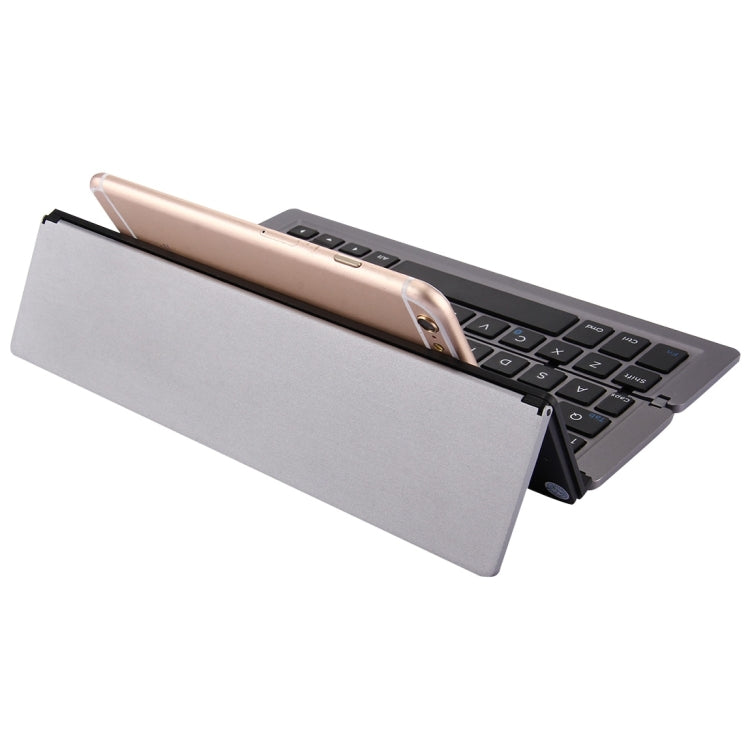 F18 Ultra-slim Rechargeable Foldable 58 Keys Bluetooth Wireless Keyboard with Holder (Grey) - Wireless Keyboard by PMC Jewellery | Online Shopping South Africa | PMC Jewellery | Buy Now Pay Later Mobicred