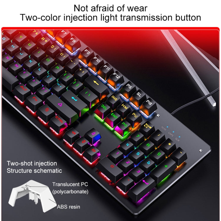 YINDIAO ZK-3 USB Mechanical Gaming Wired Keyboard, Black Shaft (White) - free shipping - PMC Jewellery - Order now!