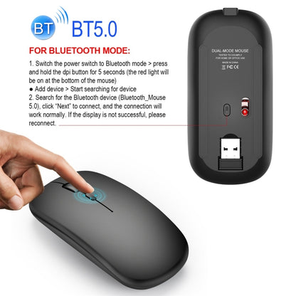 HXSJ M90 2.4GHz Ultrathin Mute Rechargeable Dual Mode Wireless Bluetooth Notebook PC Mouse(Grey) - Wireless Mice by HXSJ | Online Shopping South Africa | PMC Jewellery | Buy Now Pay Later Mobicred