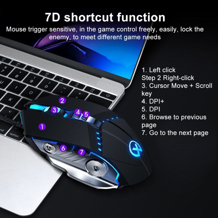 GM20 3200DPI 4-modes Adjustable 7-keys RGB Light Wired Gaming Mouse (Starlight Black) - Wired Mice by PMC TechLife | Online Shopping South Africa | PMC TechLife | Buy Now Pay Later Mobicred
