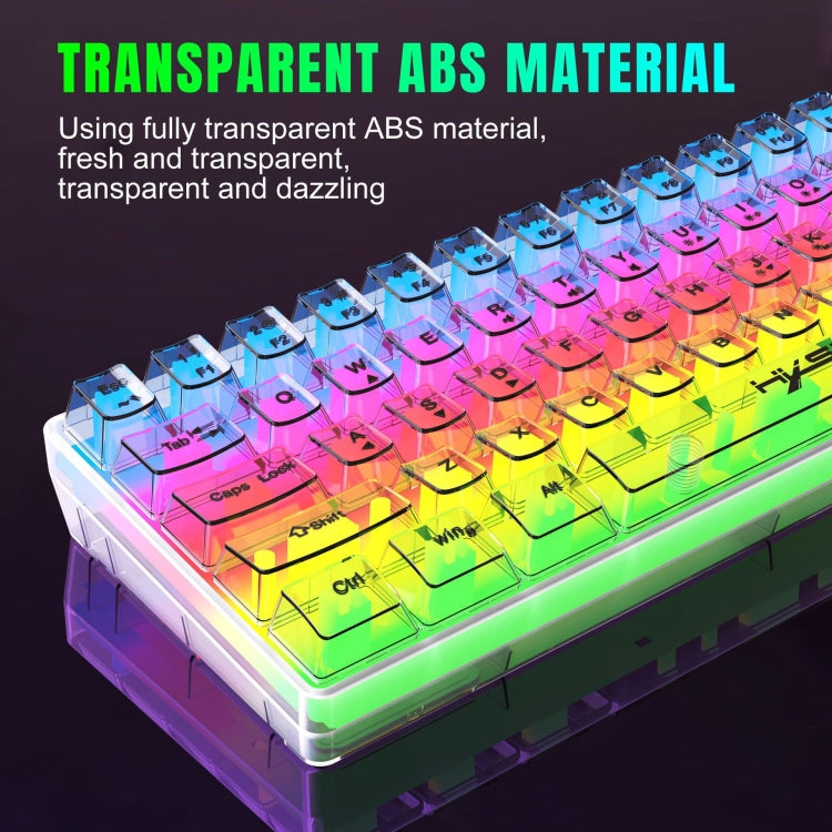 HXSJ V700T 61-key Wired Membrane RGB Backlit Mechanical Keyboard (Transparent) - Wired Keyboard by HXSJ | Online Shopping South Africa | PMC Jewellery | Buy Now Pay Later Mobicred