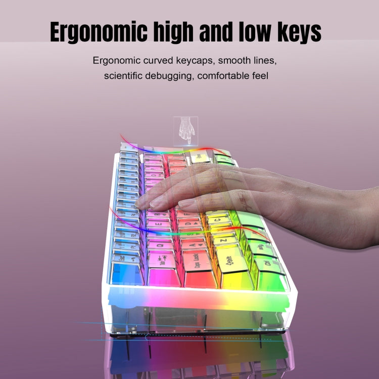 HXSJ V700T 61-key Wired Membrane RGB Backlit Mechanical Keyboard (Transparent) - Wired Keyboard by HXSJ | Online Shopping South Africa | PMC Jewellery | Buy Now Pay Later Mobicred